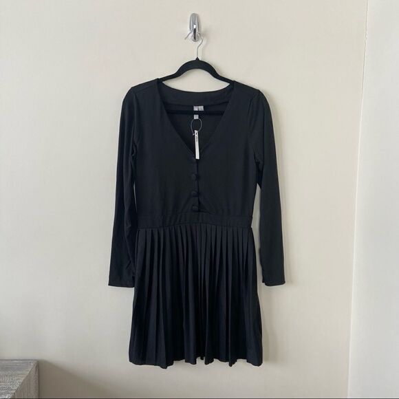 ASOS-PLEATED button front long sleeve dress (Size:US 6) - Picture 1 of 7